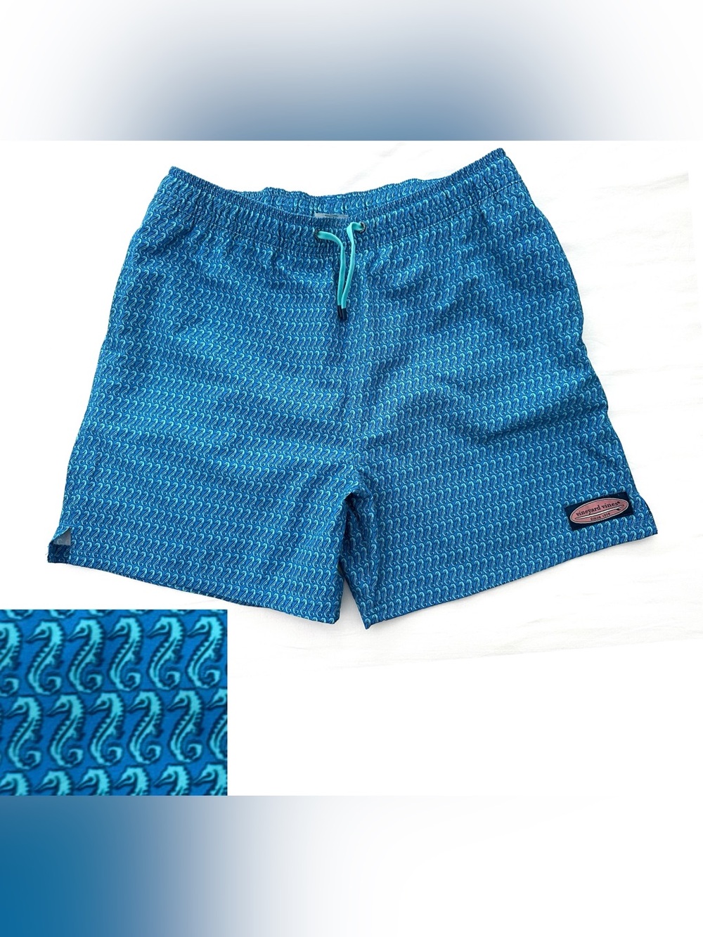 vineyard vines Big Boys' Chappy Swim Trunks, XL Seahorse pattern